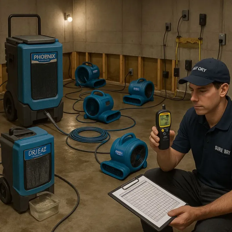 Structural Drying and Dehumidification process in Gatesville, TX